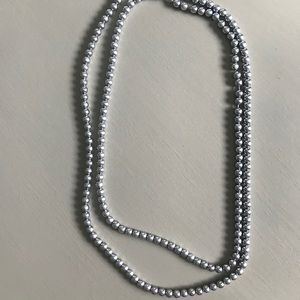 Hand Strung Metallic Pearl Beaded Necklace
